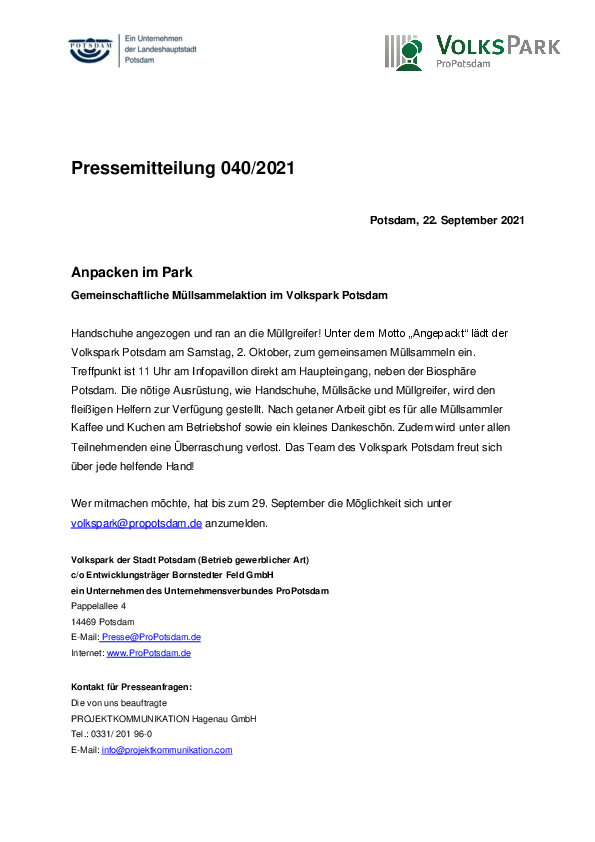 Anpacken im Park