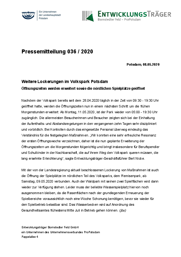 Pressemitteilung_ETBF_erweiterte Öffnung des Volksparks