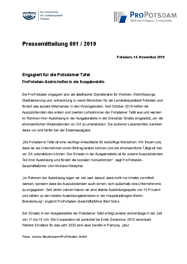 Engagiert für die Potsdamer Tafel