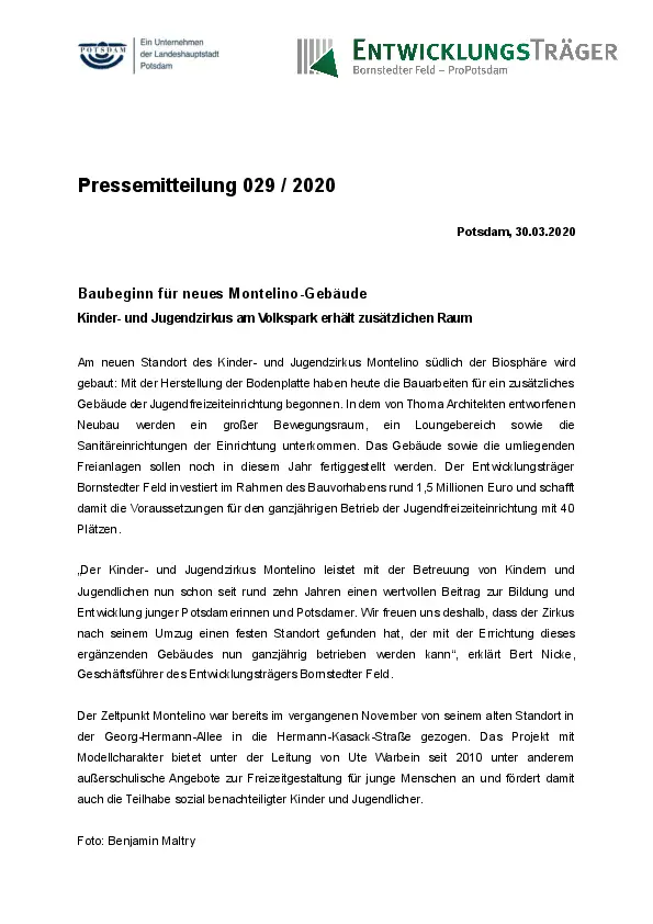 Entwicklungsträger Bornstedter Feld GmbH Entwicklungsträger Bornstedter Feld GmbH