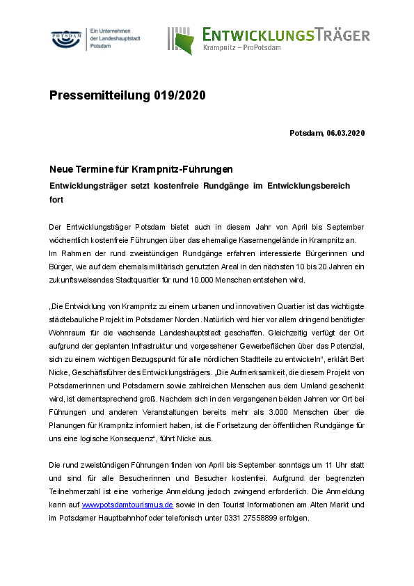 Neue Termine für Krampnitz-Führungen