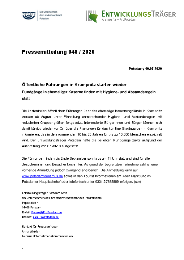20200710_Pressemitteilung_ETP_Führungen in Krampnitz starten wieder