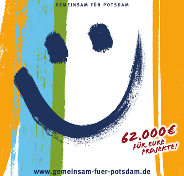 Logo des Förderwettbewerbs Gemeinsam für Potsdam mit einem lachenden Smiley