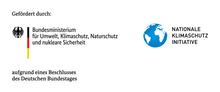 Die nebeneinander stehenden Logozeichen des BMUKN (Adler und Farbcode) und der NKI (blau-weiße Erdkugel)