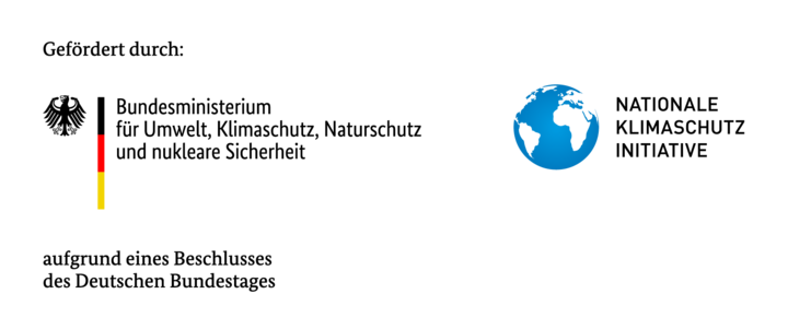 Die nebeneinander stehenden Logozeichen des BMUKN (Adler und Farbcode) und der NKI (blau-weiße Erdkugel) 