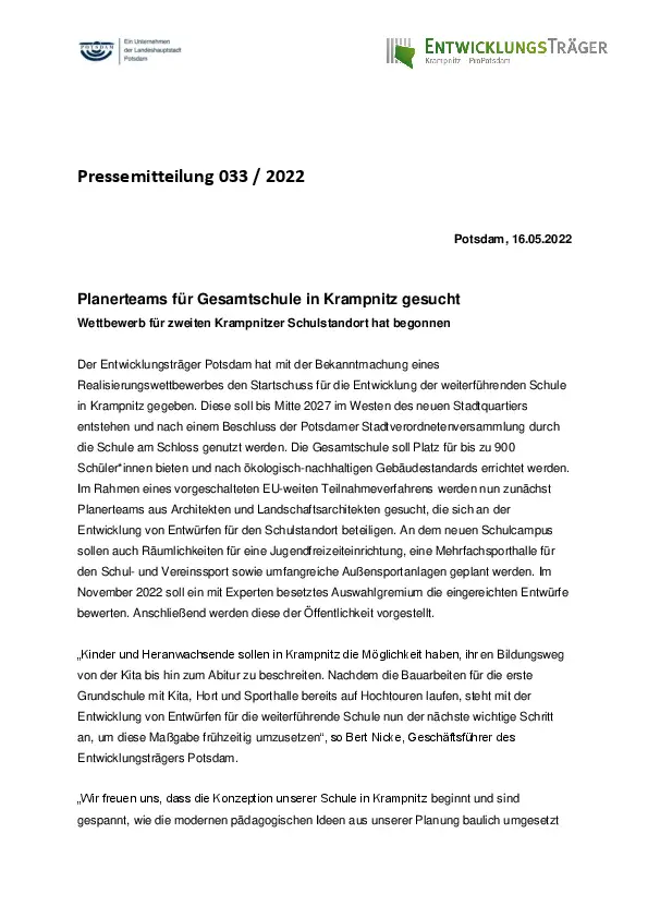 Entwicklungsträger Potsdam Entwicklungsträger Potsdam
