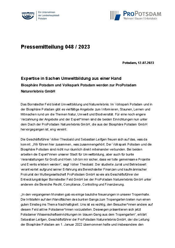 048/2023 ProPotsdam Pressemitteilung