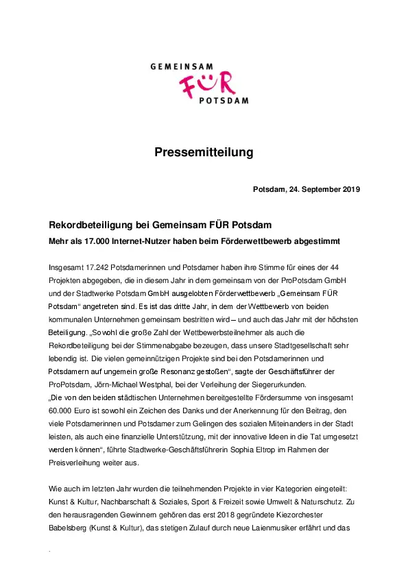 Gemeinsam für Potsdam Gemeinsam für Potsdam