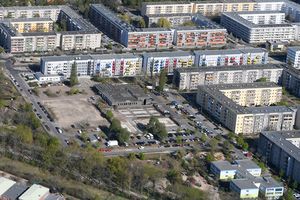 Ein Bild von oben auf die Häuser im Stadtteil Drewitz