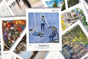 Collage von Titelbildern des ProPotsdam Kunstkalenders. 