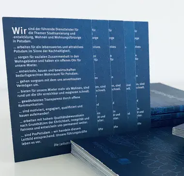 Die zehn Leitsätze der ProPotsdam auf einem Printprodukt