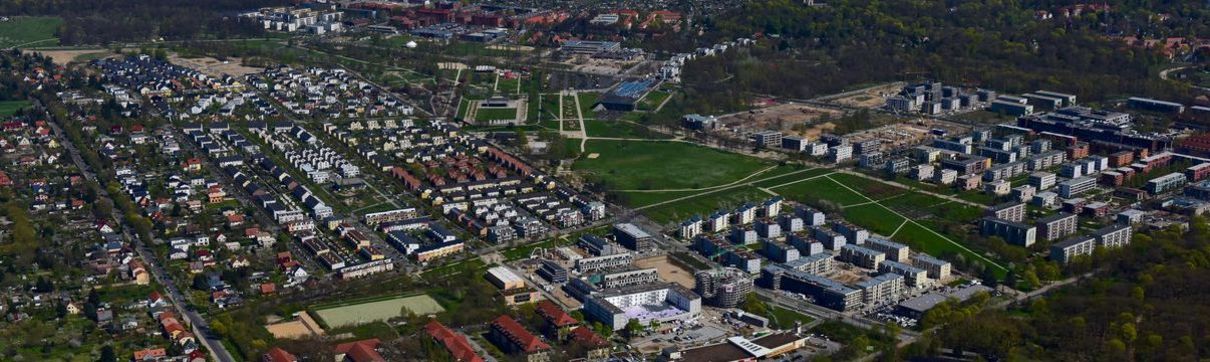 Luftbild des Bornstedter Felds mit dem Volkspark