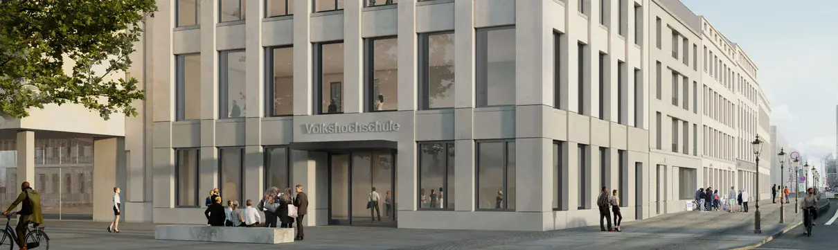 Die Grafik zeigt, wie die Volkshochschule nach Fertigstellung aussehen soll.