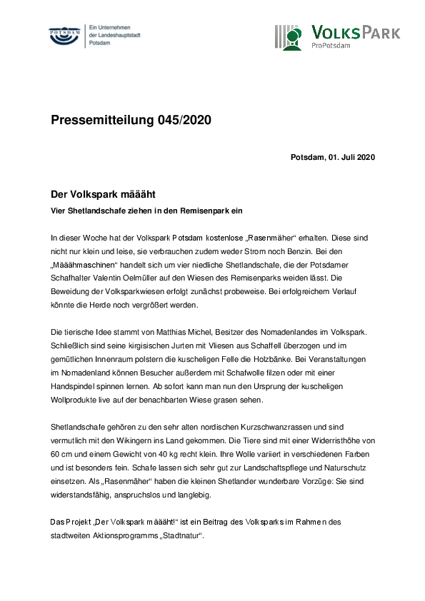 Pressemitteilung_Der Volkspark määäht