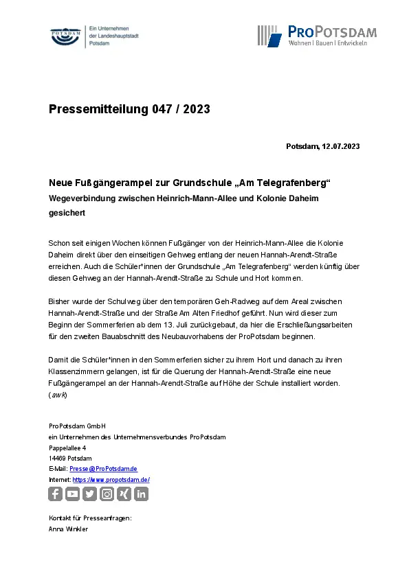 047/2023 ProPotsdam Pressemitteilung