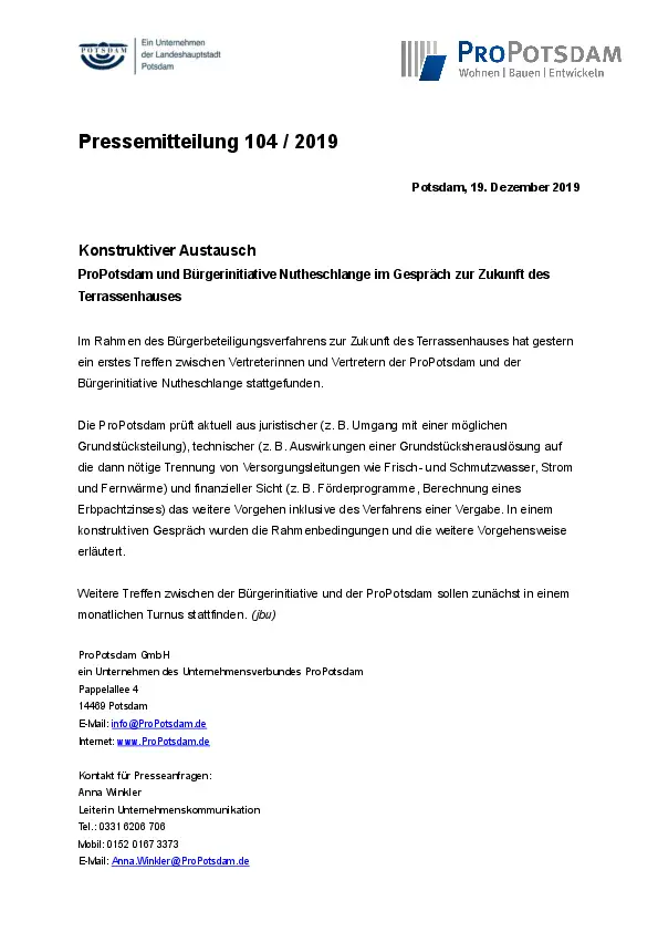 Erstes Treffen mit Bürgerinitiative Nutheschlange Erstes Treffen mit Bürgerinitiative Nutheschlange