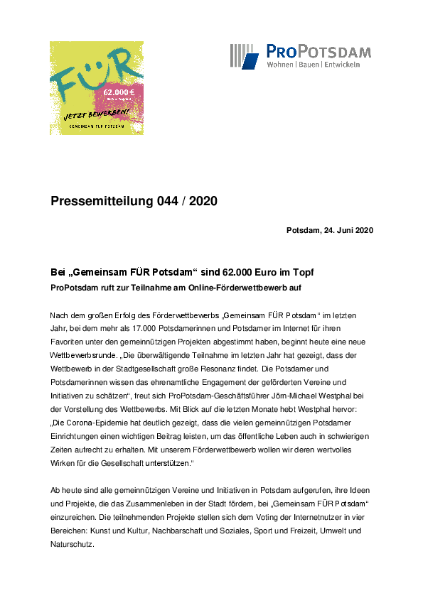 Pressemitteilung_Start_Gemeinsam_FÜR_Potsdam