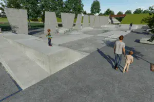 Zu sehen ist, wie die neue Skateanlage im Volkspark Potsdam eimmal aussehen soll.