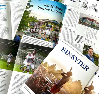 Cover und Innenseiten des ProPotsdam-Magazins EINSVIER