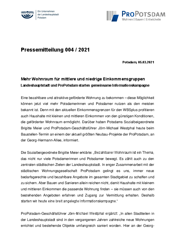 PM ProPotsdam Kampagnenstart WBSplus