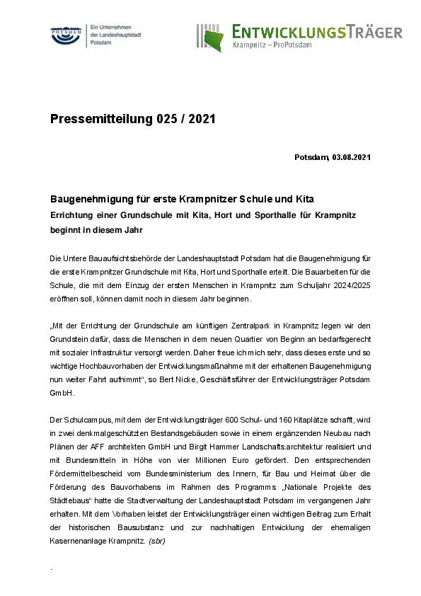 Entwicklungsträger Potsdam Entwicklungsträger Potsdam