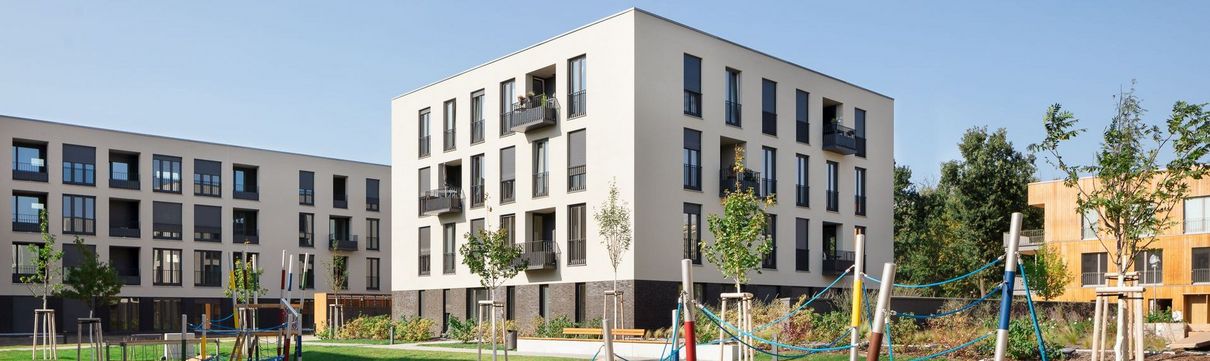 „Potsdam Bonus“ soll in die Pilotphase gehen (Foto: Benjamin Maltry) Ein Kinderspielplatz mit Klettergerüsten und anderen Spielgeräten. Im Hintergrund sind Wohnhäuser zu sehen.