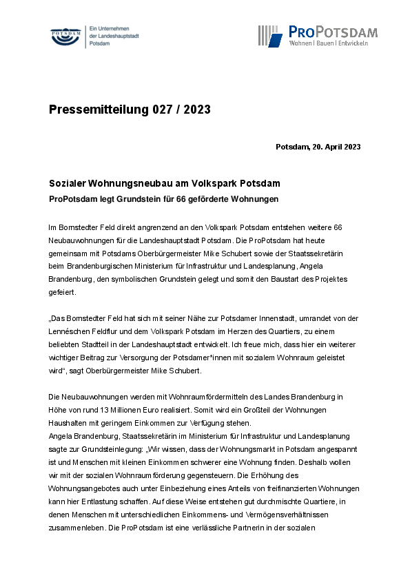 027/2023 ProPotsdam Pressemitteilung 