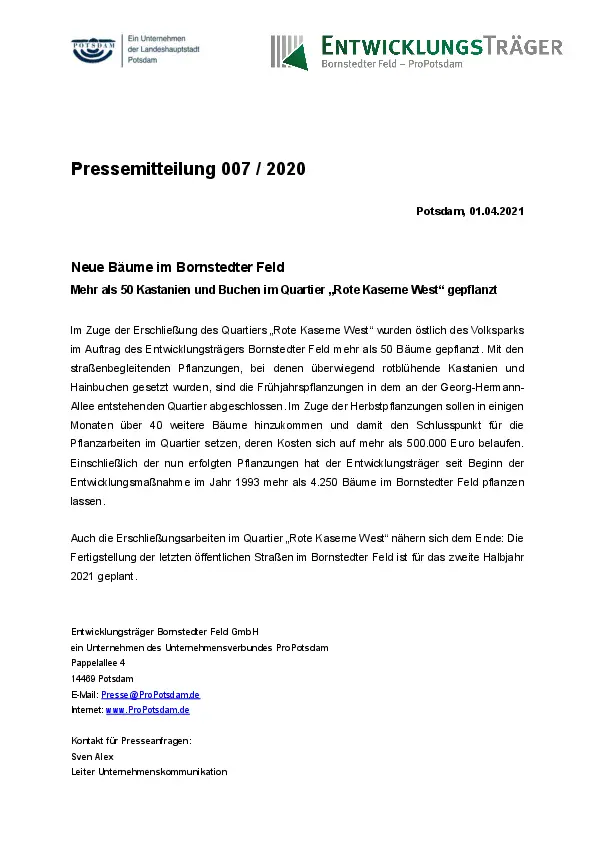 Entwicklungsträger Bornstedter Feld
