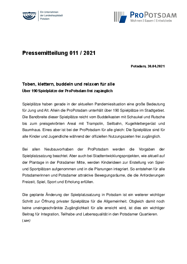 PM ProPotsdam Spielplätze für alle