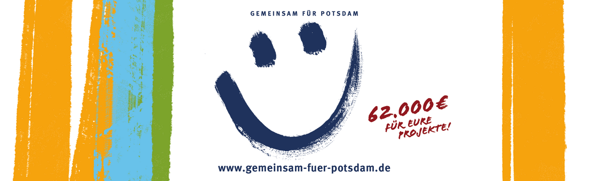 Das Kampagnenlogo des Förderwettbewerbs Gemeinsam für Potsdam mit einem lachenden Gesicht