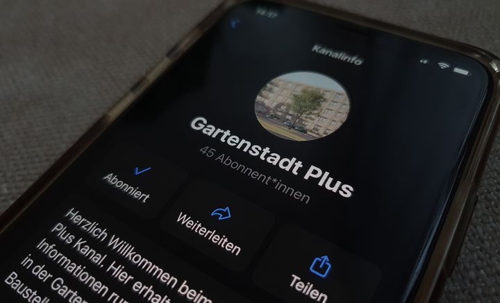 Abbildung des WhatsApp-Kanals Gartenstadt Plus Information
