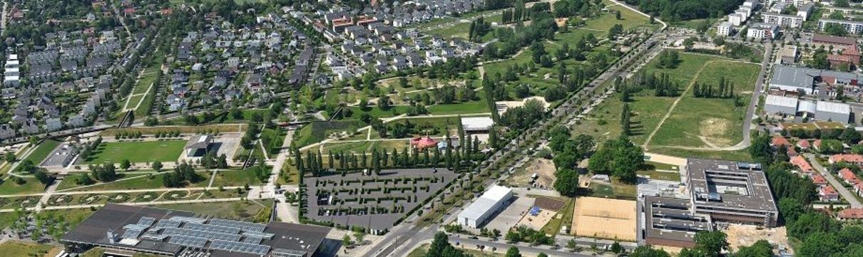 Luftbild des Bornstedter Felds mit dem Volkspark Potsdam