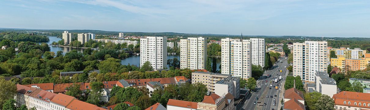 Die Bebauung der Havelbucht mit Blick vom Rechenzentrum