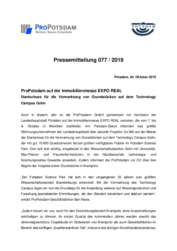 Gemeinnützige Wohn- und Baugesellschaft Potsdam mbH Gemeinnützige Wohn- und Baugesellschaft Potsdam mbH