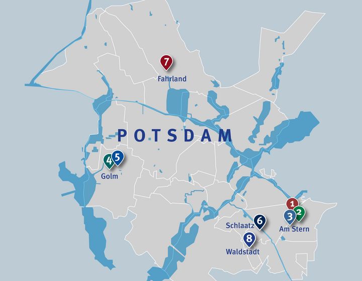 Draufsicht auf Potsdams Kieze und Verortung Sonderbauprogramm ProPotsdam