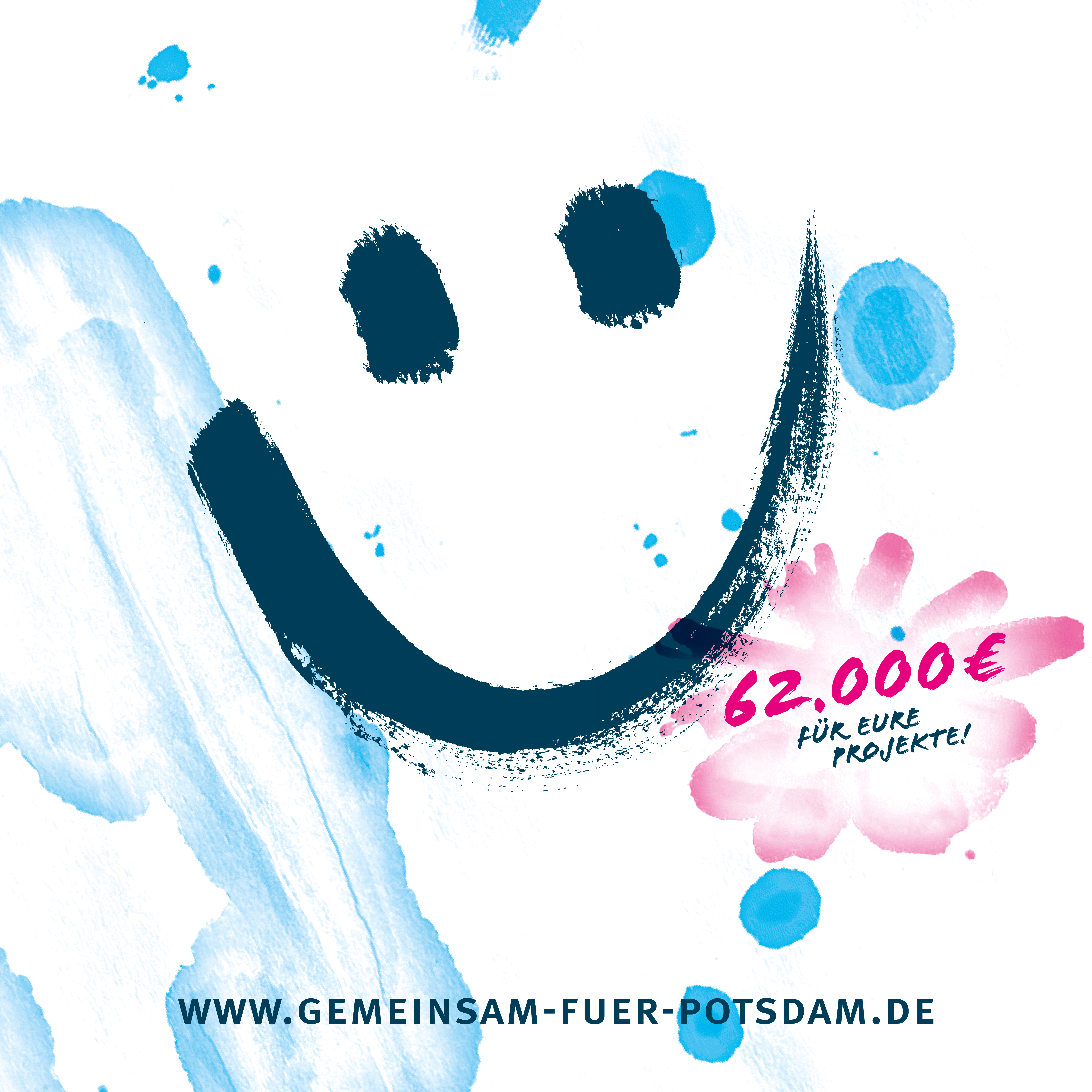 Logo des Förderwettbewerbs: ein grauer Smiley auf weiß-blauem Hintergrund.